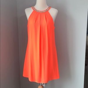 Honey and Rosie neon orange chiffon swing dress